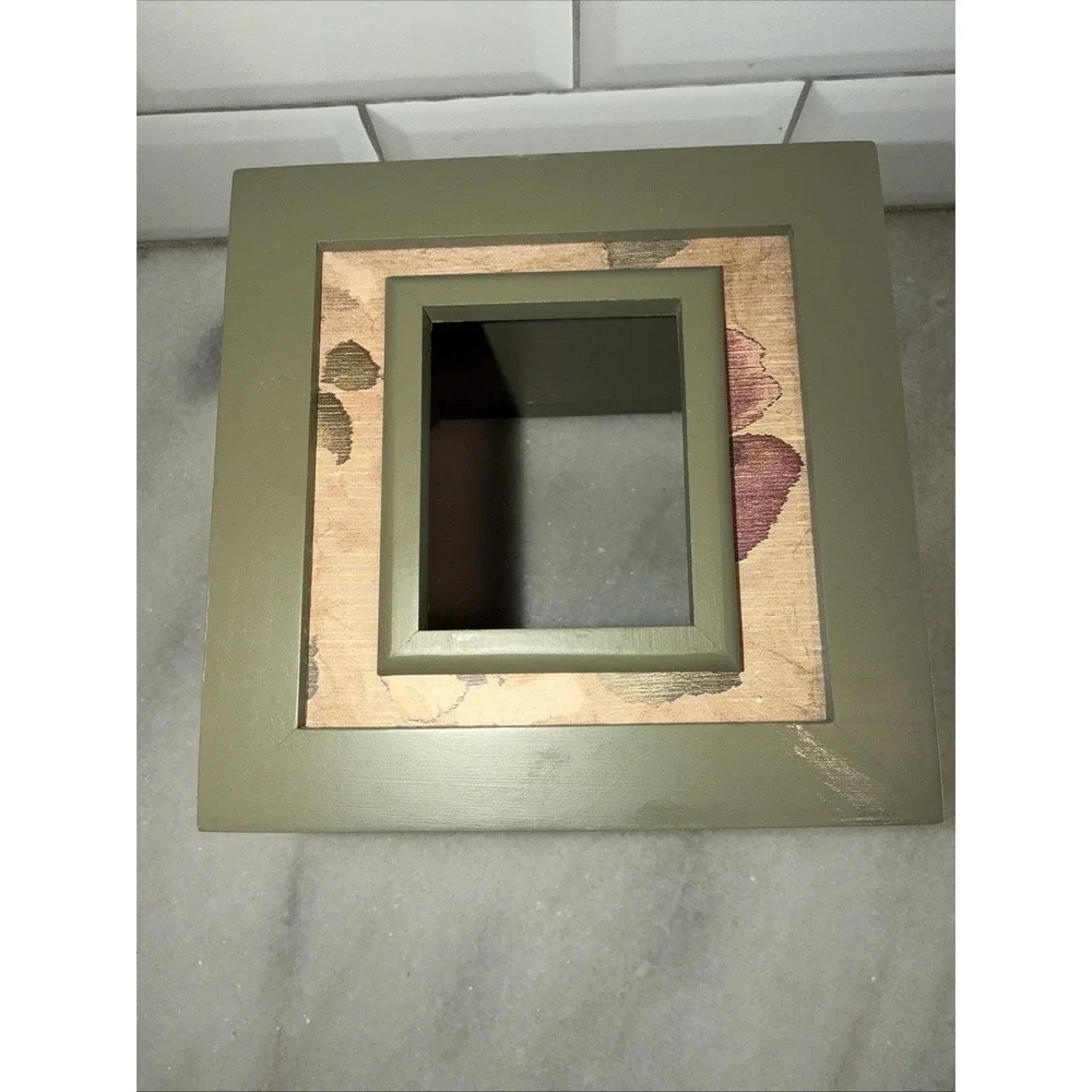 Belk Bali Wooden Tissue Cover With Matching Trash‎ Can GW999 Olive Green